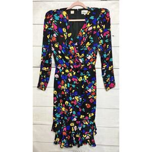 Vintage Dress Felipe LTD Size 6 Should Pads Fun Floral Ruffles